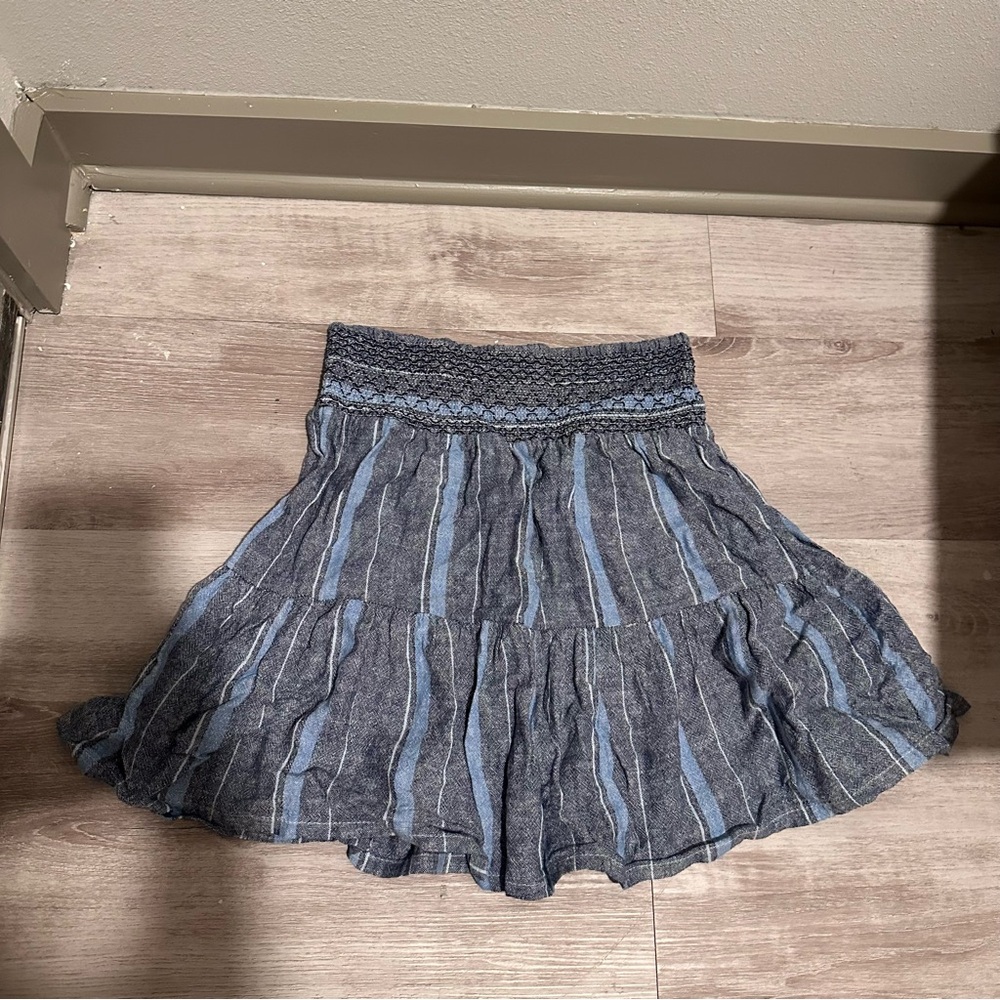 Indigo Rein Gray and Blue Skater Skirt
